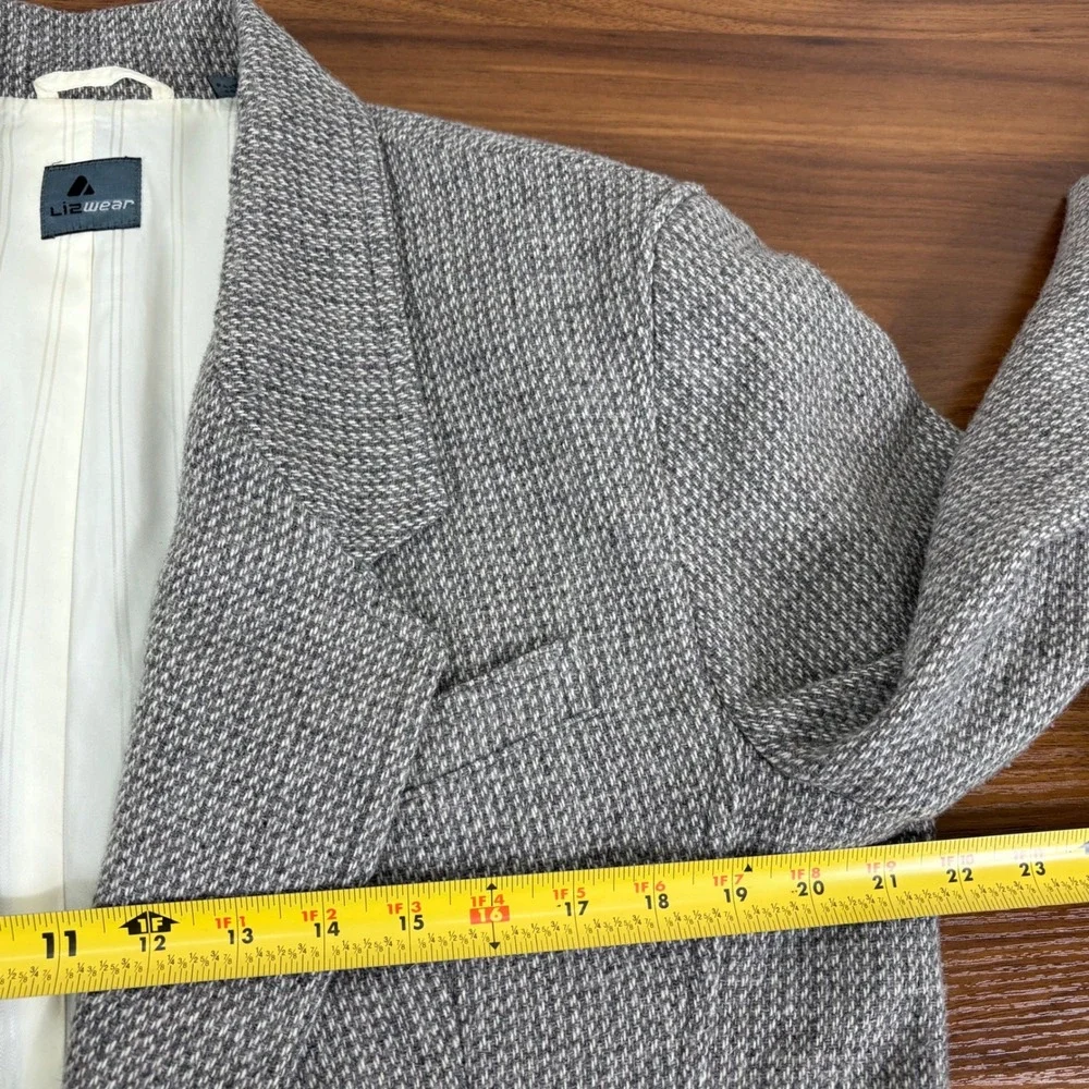 Lizwear Womens Soft Tweed Blazer Jacket‎ Gray Wool Mohair Blend Textured Size 12